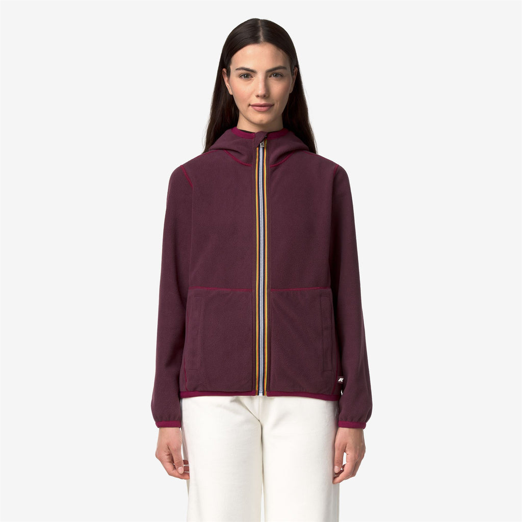 Fleece_Woman_LILY VELOUR POLAR DOUBLE_Jacket_Red Dk - Violet Mauve Wine - Commercial 3