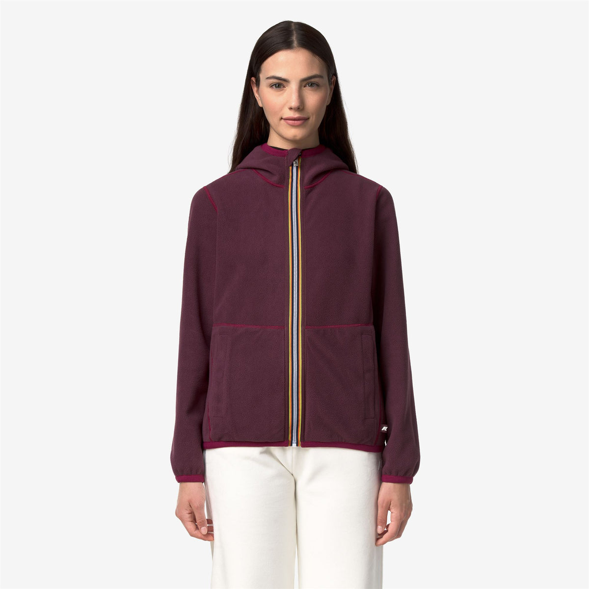 Fleece_Woman_LILY VELOUR POLAR DOUBLE_Jacket_Red Dk - Violet Mauve Wine - Commercial 3