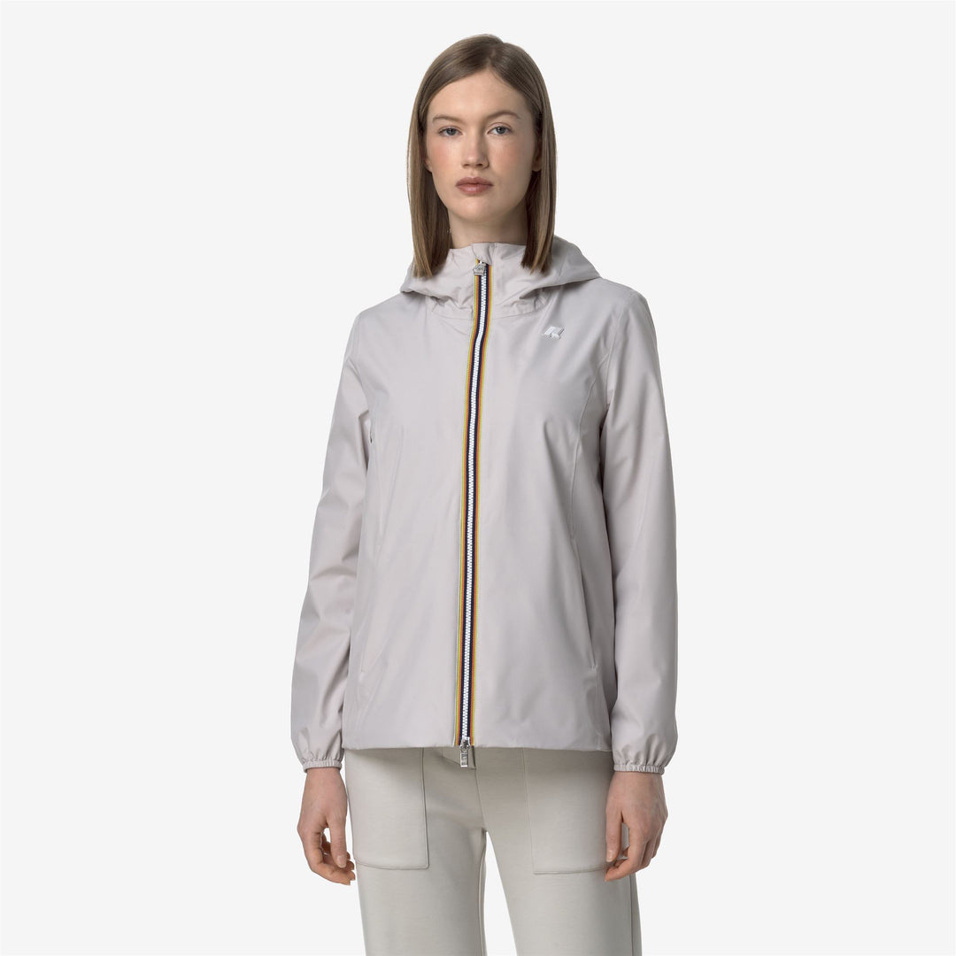 Beige Grey Women's Mid-Season Waterproof Jacket 01