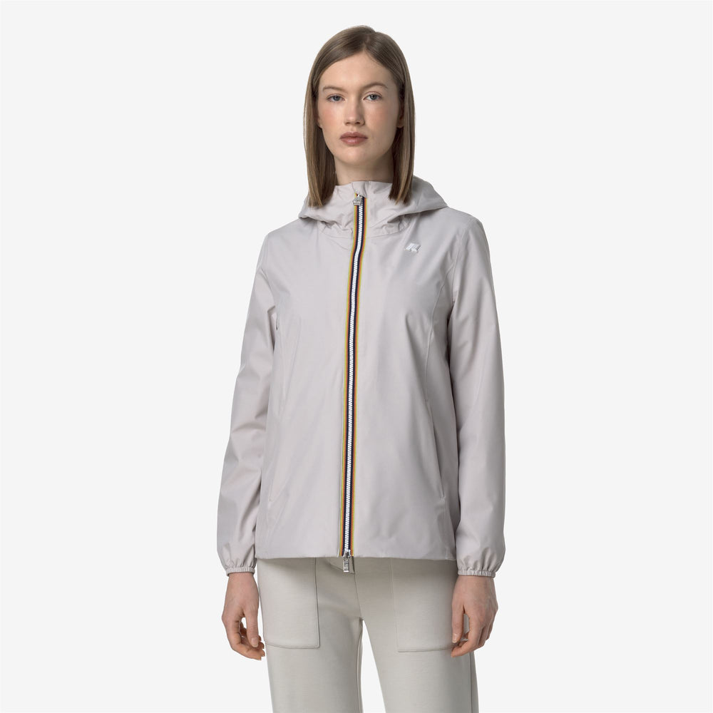 Beige Grey Women's Mid-Season Waterproof Jacket 02