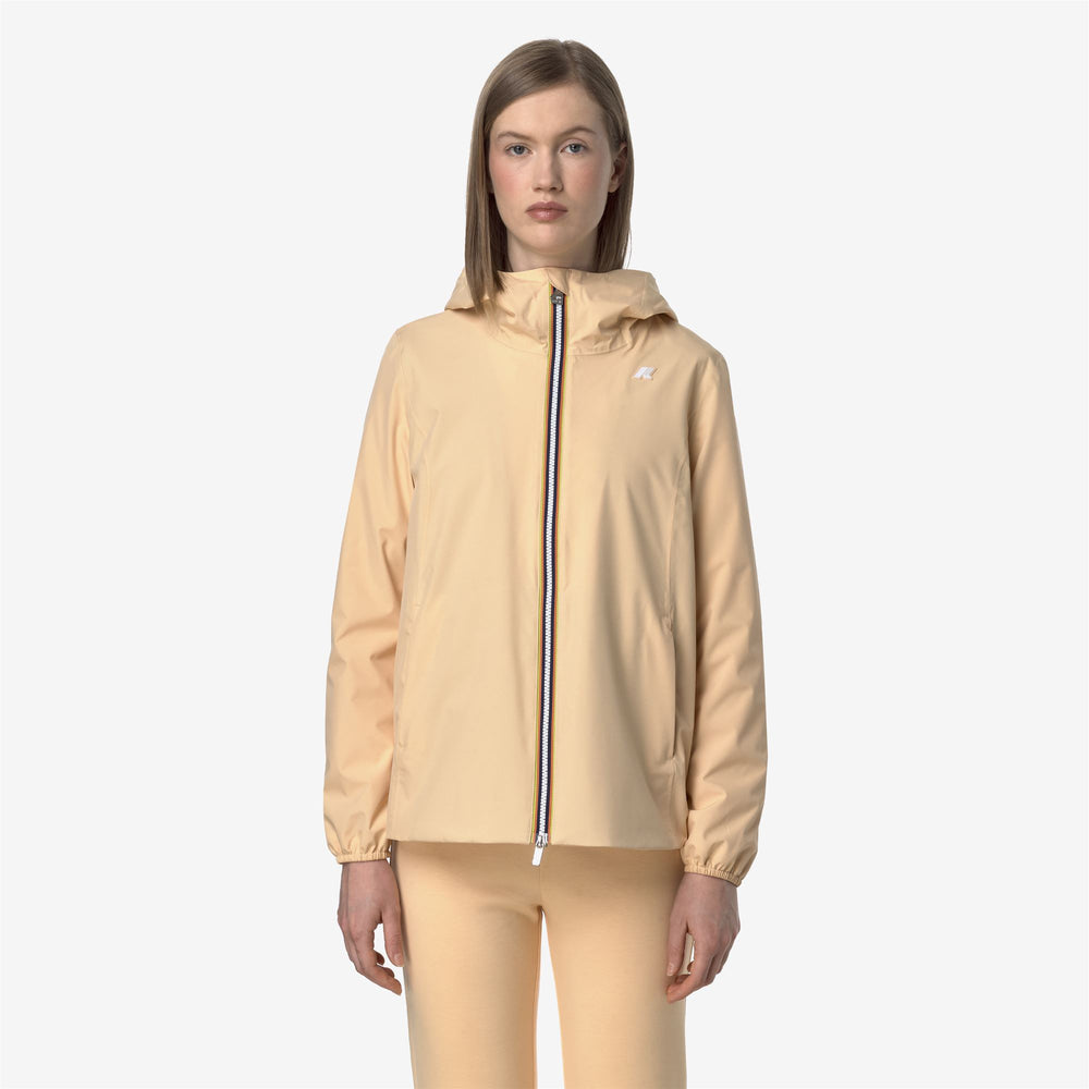 Beige Orange Women's Mid-Season Waterproof Jacket 02