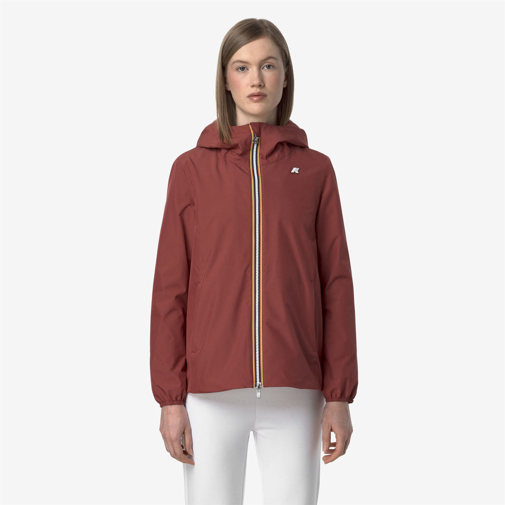 Red brown Women's Mid-Season Waterproof Jacket with Stretch Fabric 02