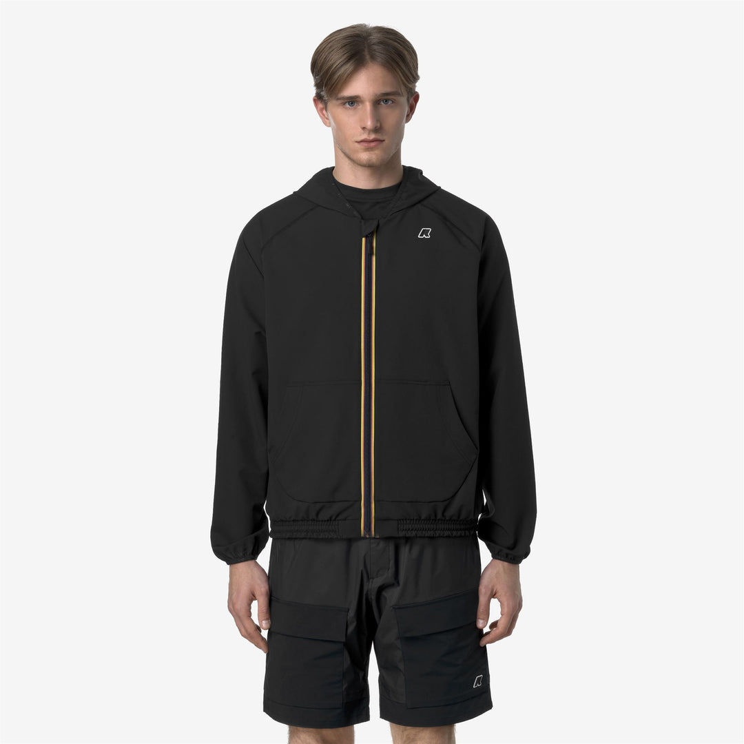 Black Grey Men's Outdoor Fleece Jacket with Zip and Hood 01