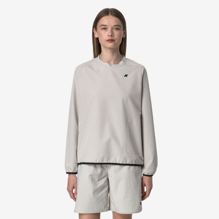 Felpa con Cappuccio Fleece Donna Beige e Grigio Outdoor 3