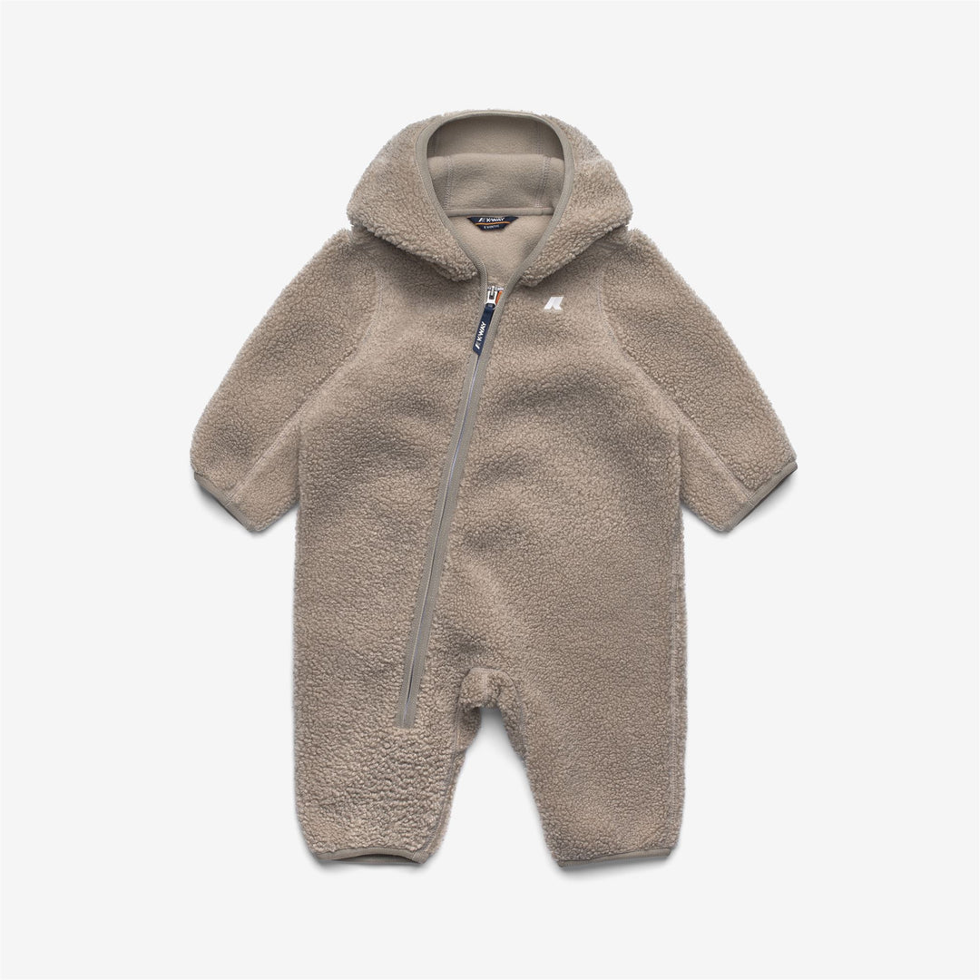 Tuta unisex beige in pile polare con chiusura a zip per bambini main