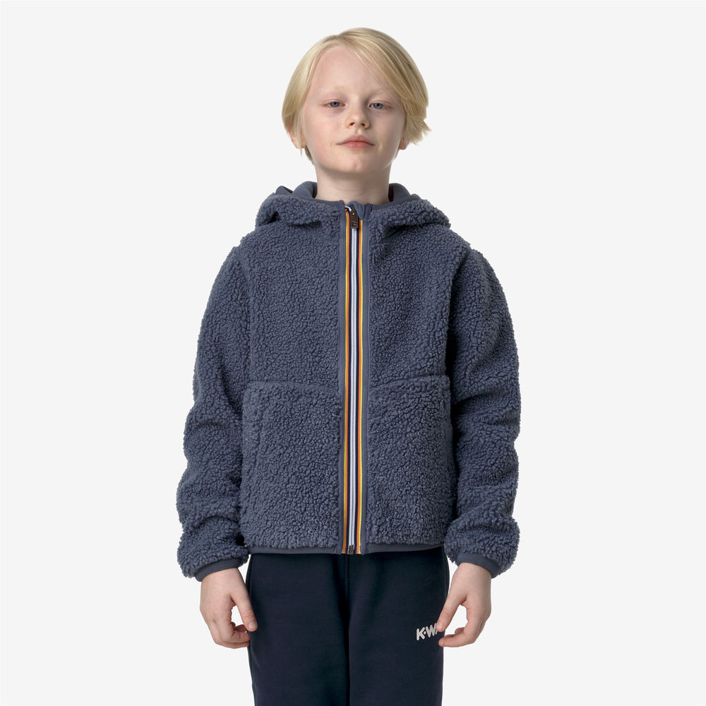Grey Blue Boys' Reversible Fleece Jacket for Warmth 02