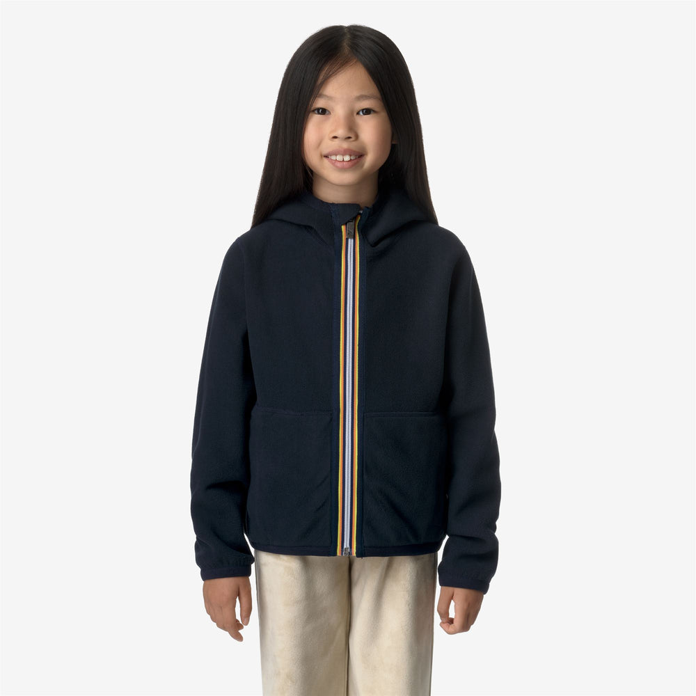 Blue Girls' Reversible Fleece Jacket for Warmth 02