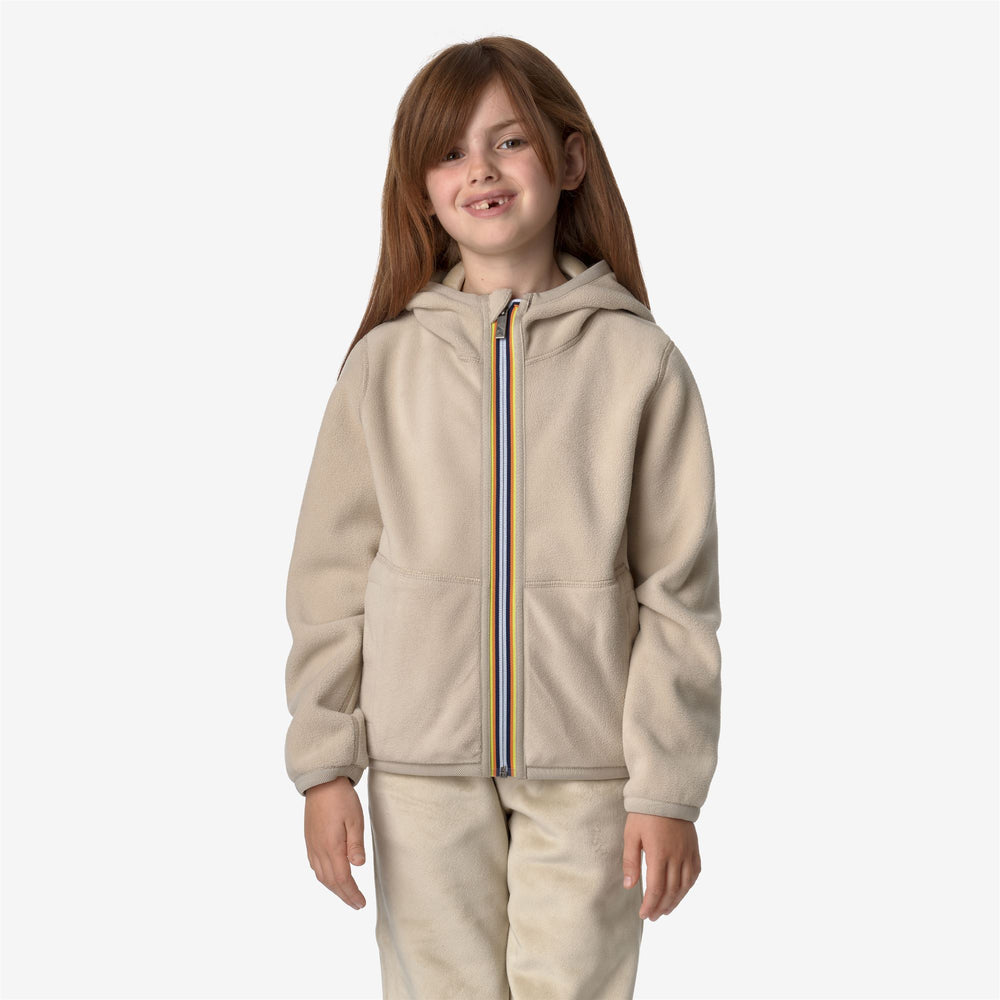 Beige Brown Girl's Reversible Fleece Jacket for Warmth 02