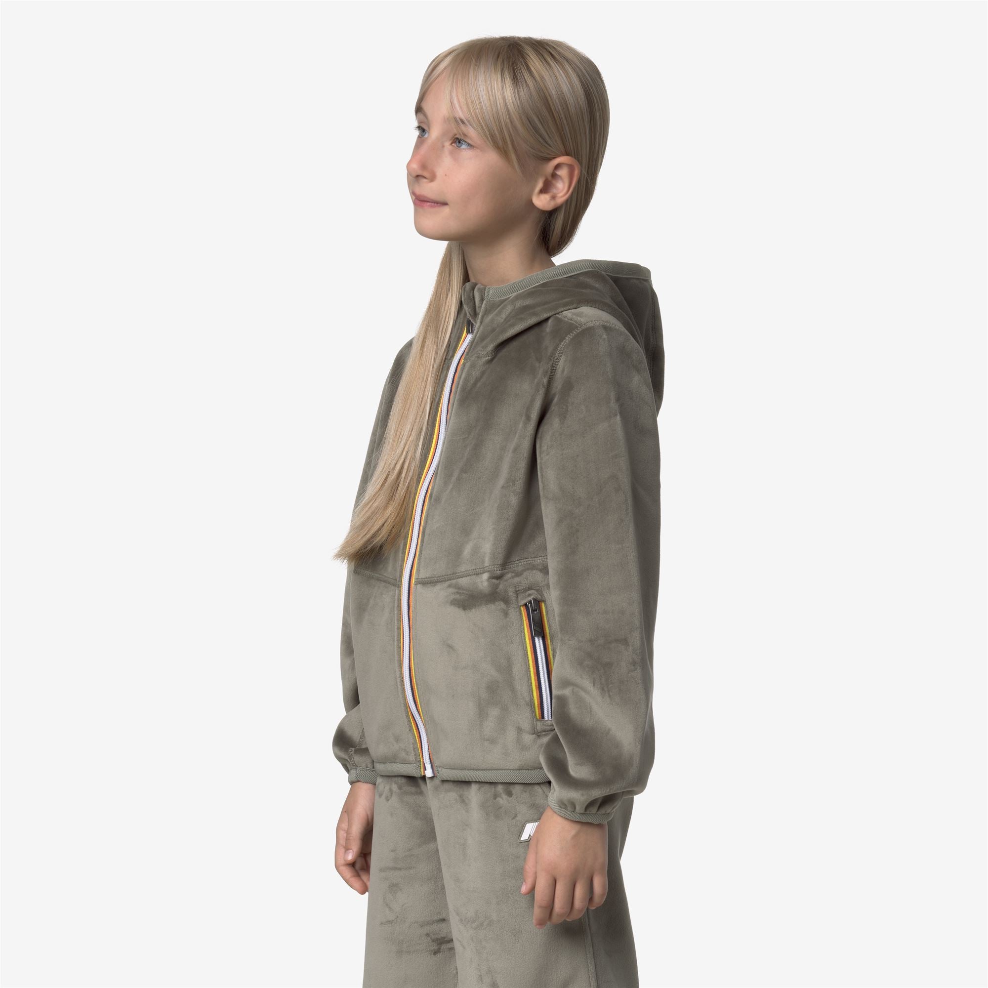 Fleece_GIRL_P. LILY VELOUR POLAR DOUBLE_Jacket_Green Oak - Rose Pinkish - Commercial 5