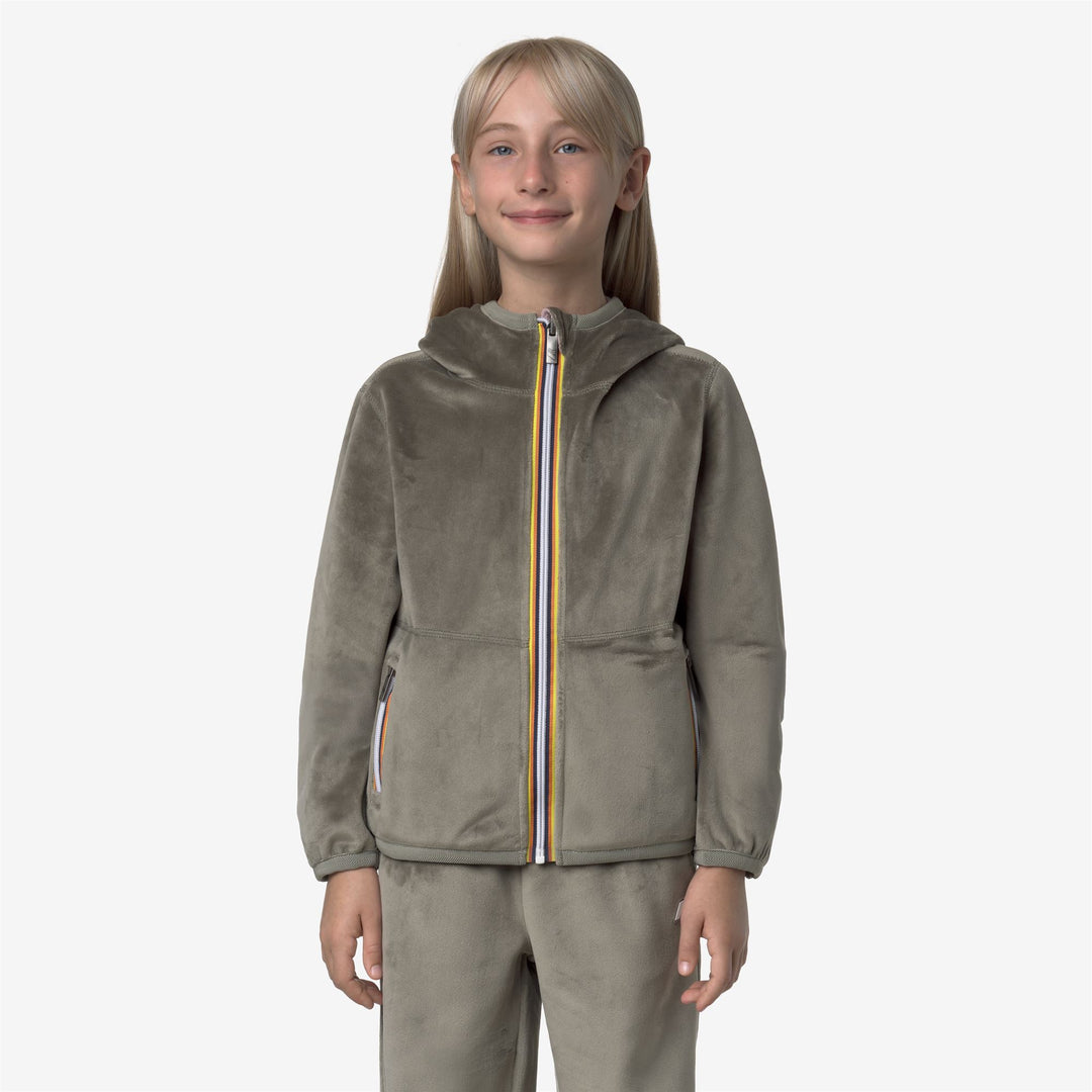 Giacca reversibile in pile di velluto verde rosa per ragazze main