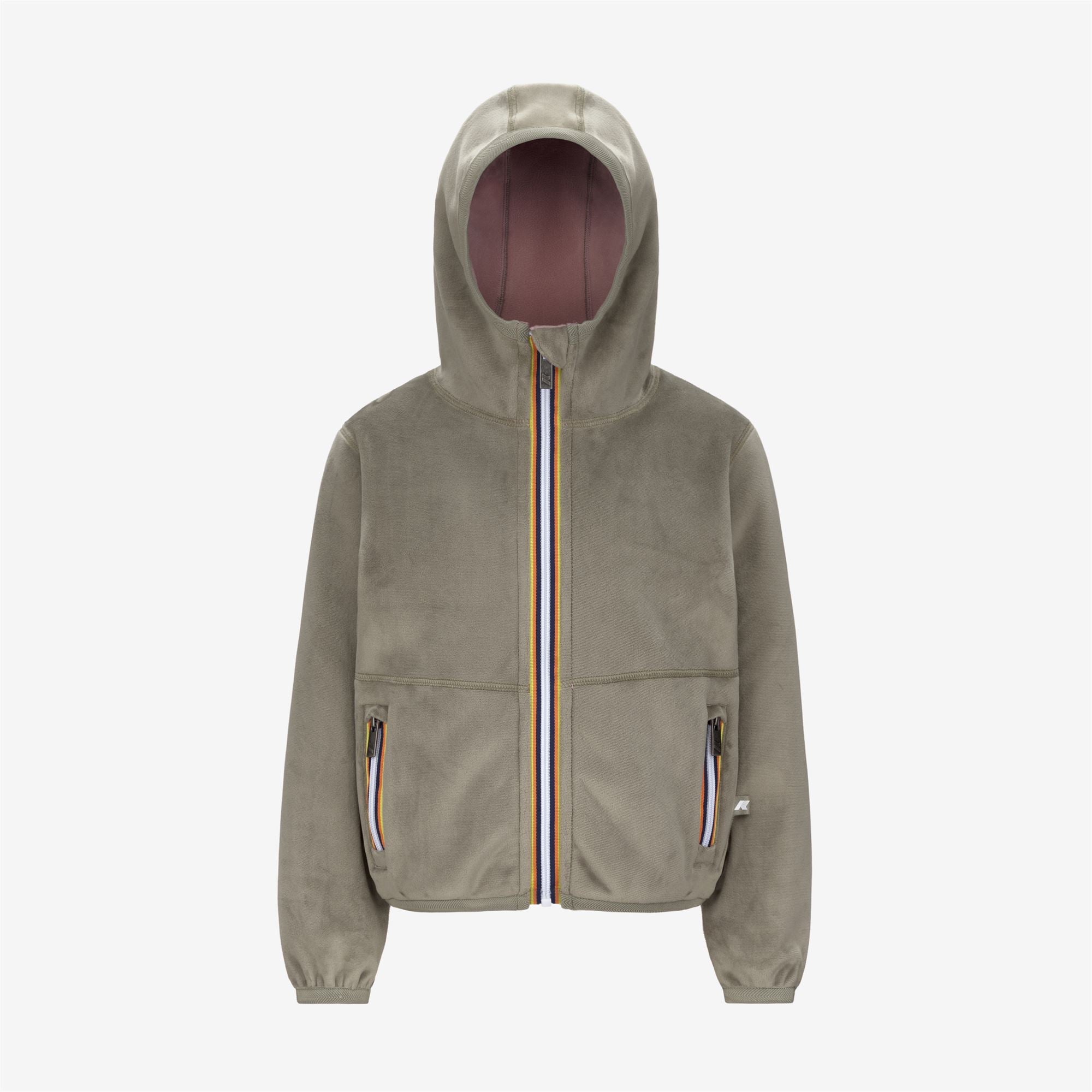Fleece_GIRL_P. LILY VELOUR POLAR DOUBLE_Jacket_Green Oak - Rose Pinkish - Commercial 1