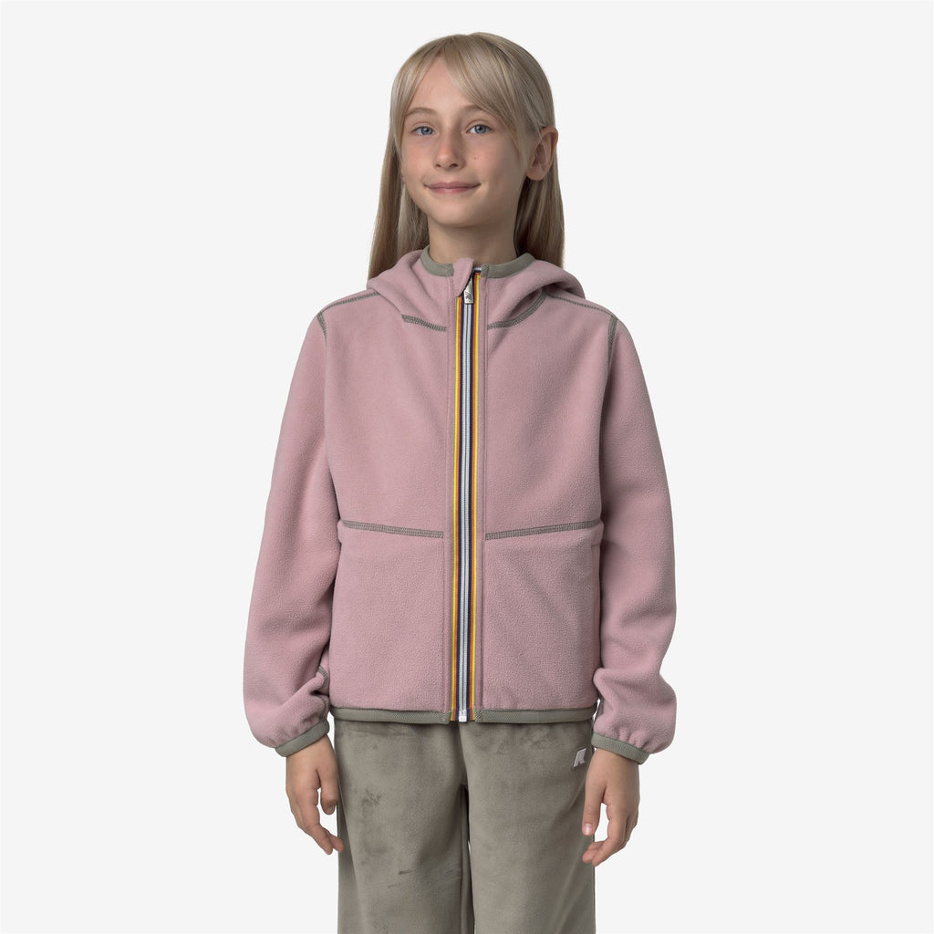 Fleece_GIRL_P. LILY VELOUR POLAR DOUBLE_Jacket_Green Oak - Rose Pinkish - Commercial 7
