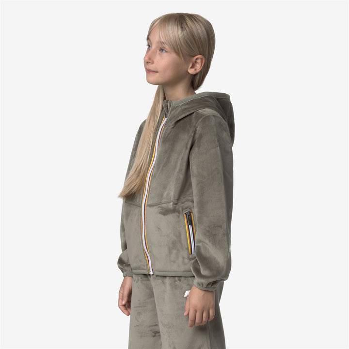 Giacca reversibile in pile di velluto verde rosa per ragazze 5