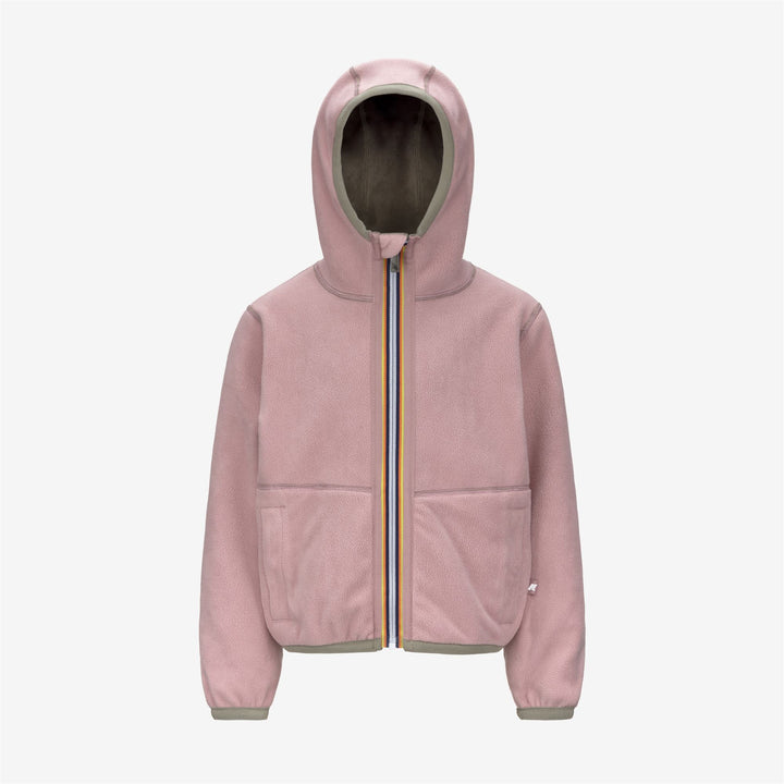 Giacca reversibile in pile di velluto verde rosa per ragazze 2