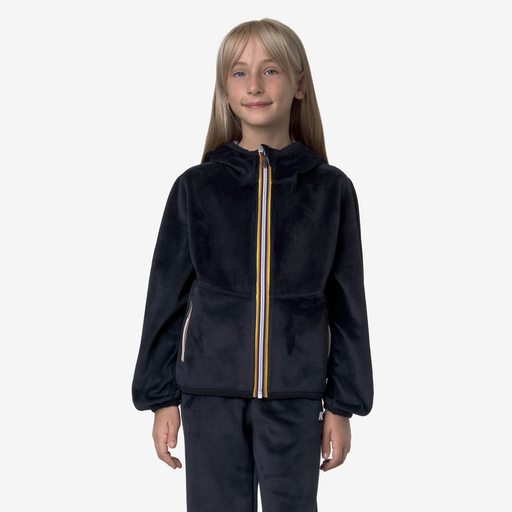 Blue lavender Girl's Reversible Fleece Jacket with Pockets 4