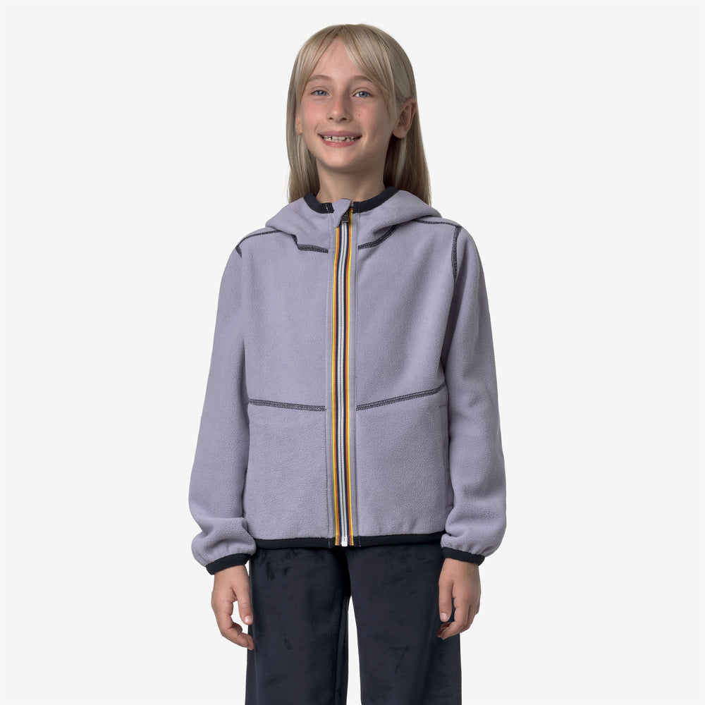 Blue lavender Girl's Reversible Fleece Jacket with Pockets 02