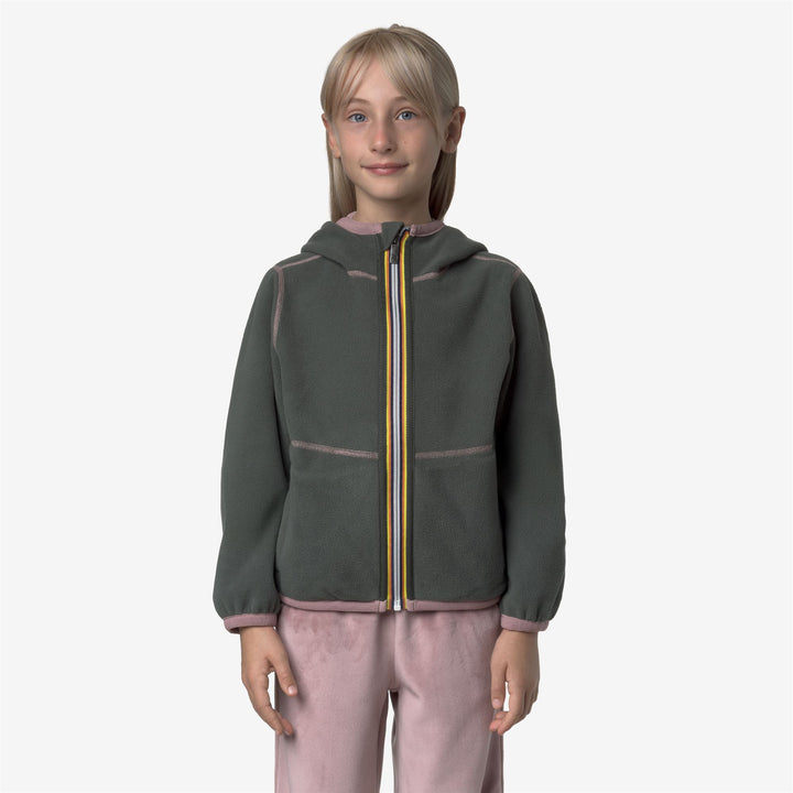 Giacca in pile reversibile rosa marrone per bambine con doppia trama 3