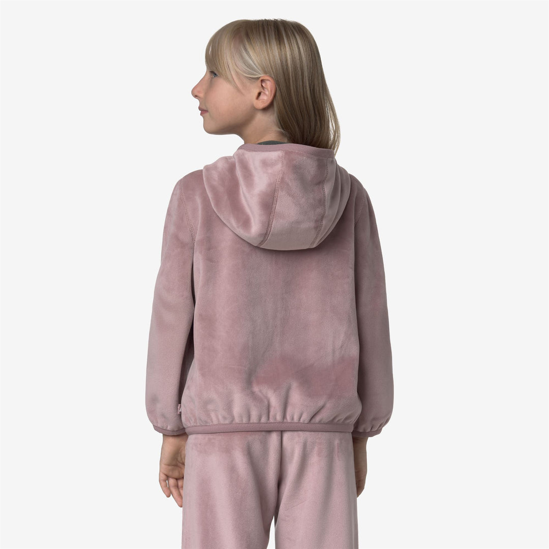 Giacca in pile reversibile rosa marrone per bambine con doppia trama main