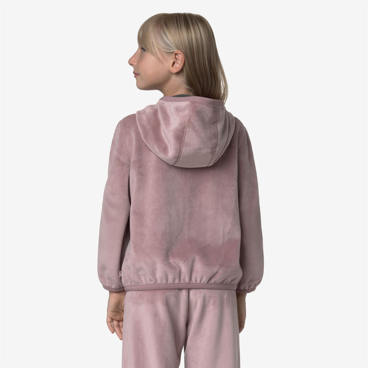 Giacca in pile reversibile rosa marrone per bambine con doppia trama 6