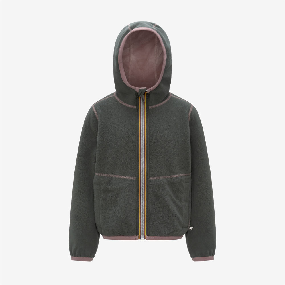 Giacca in pile reversibile rosa marrone per bambine con doppia trama 02