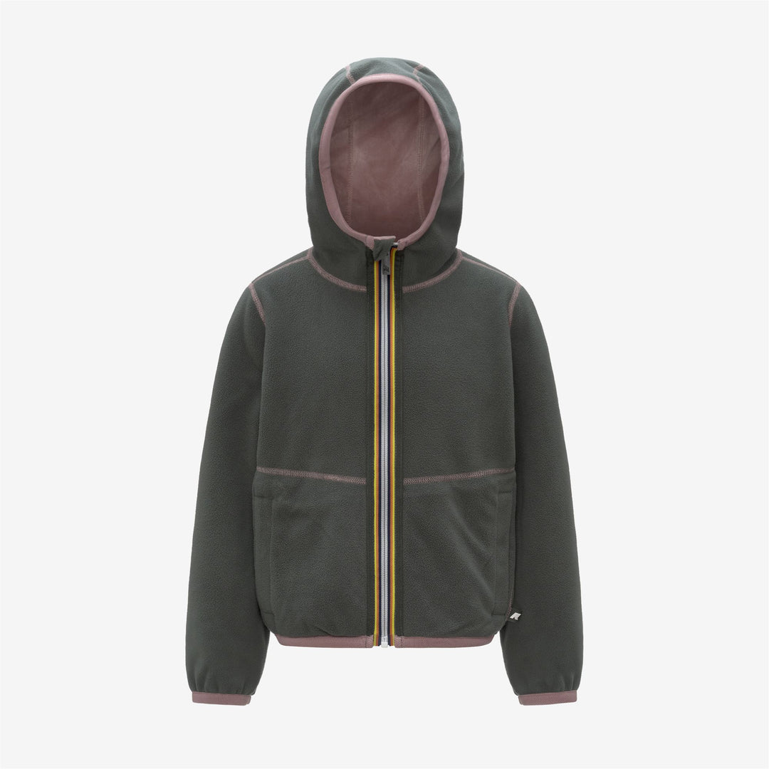 Giacca in pile reversibile rosa marrone per bambine con doppia trama main