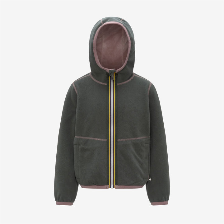 Giacca in pile reversibile rosa marrone per bambine con doppia trama 2