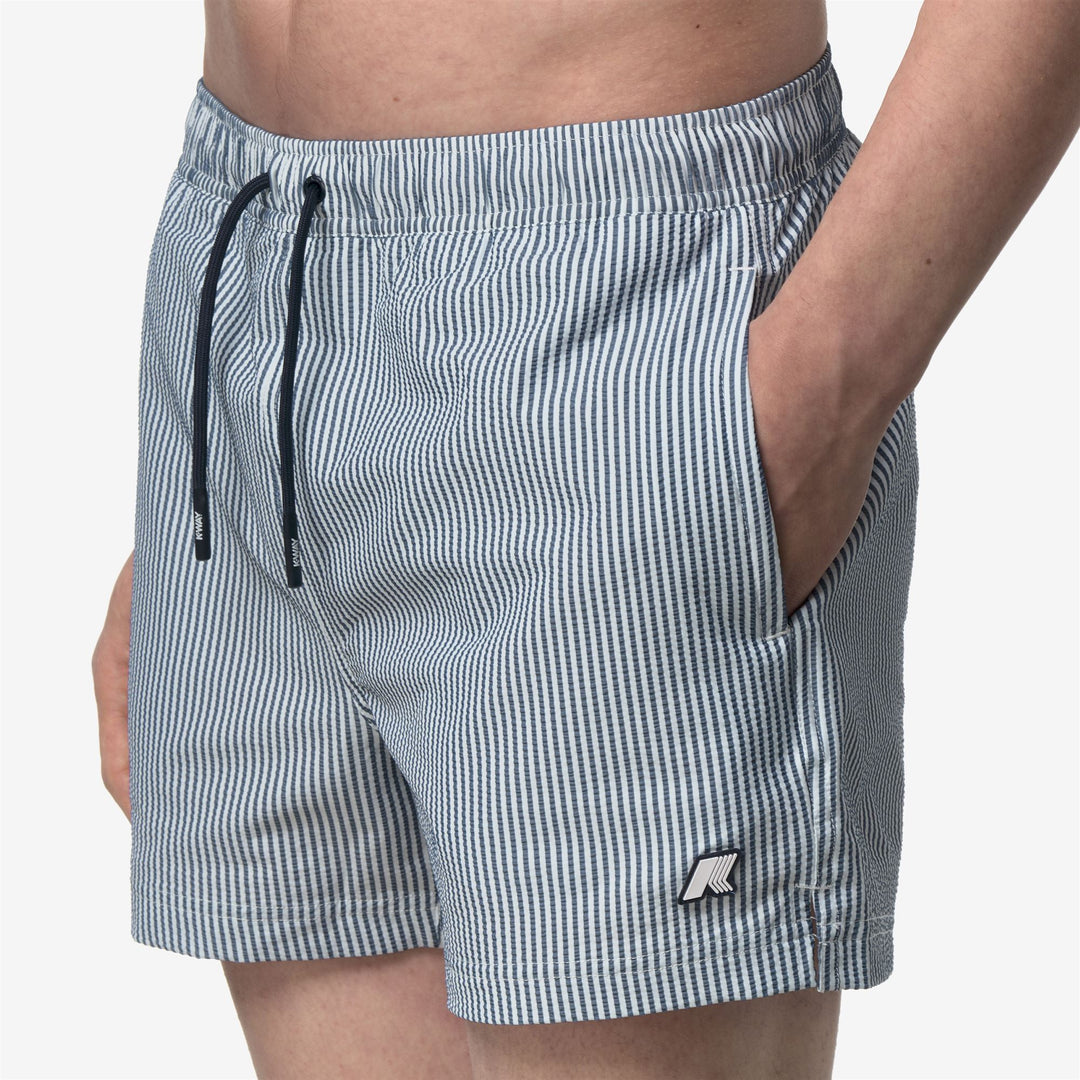 HAZEL MID STRIPES BEACH - Bathing Suits - Swimming Trunks - Man - WHITE-BLUE DEPTH main