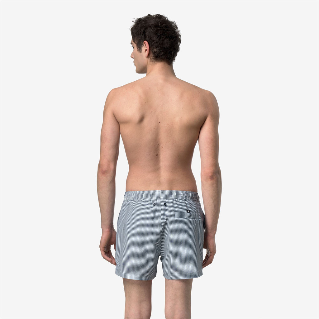 Bathing Suits_Man_HAZEL MID STRIPES BEACH_Swimming Trunks_White - Blue Depth - Commercial 6