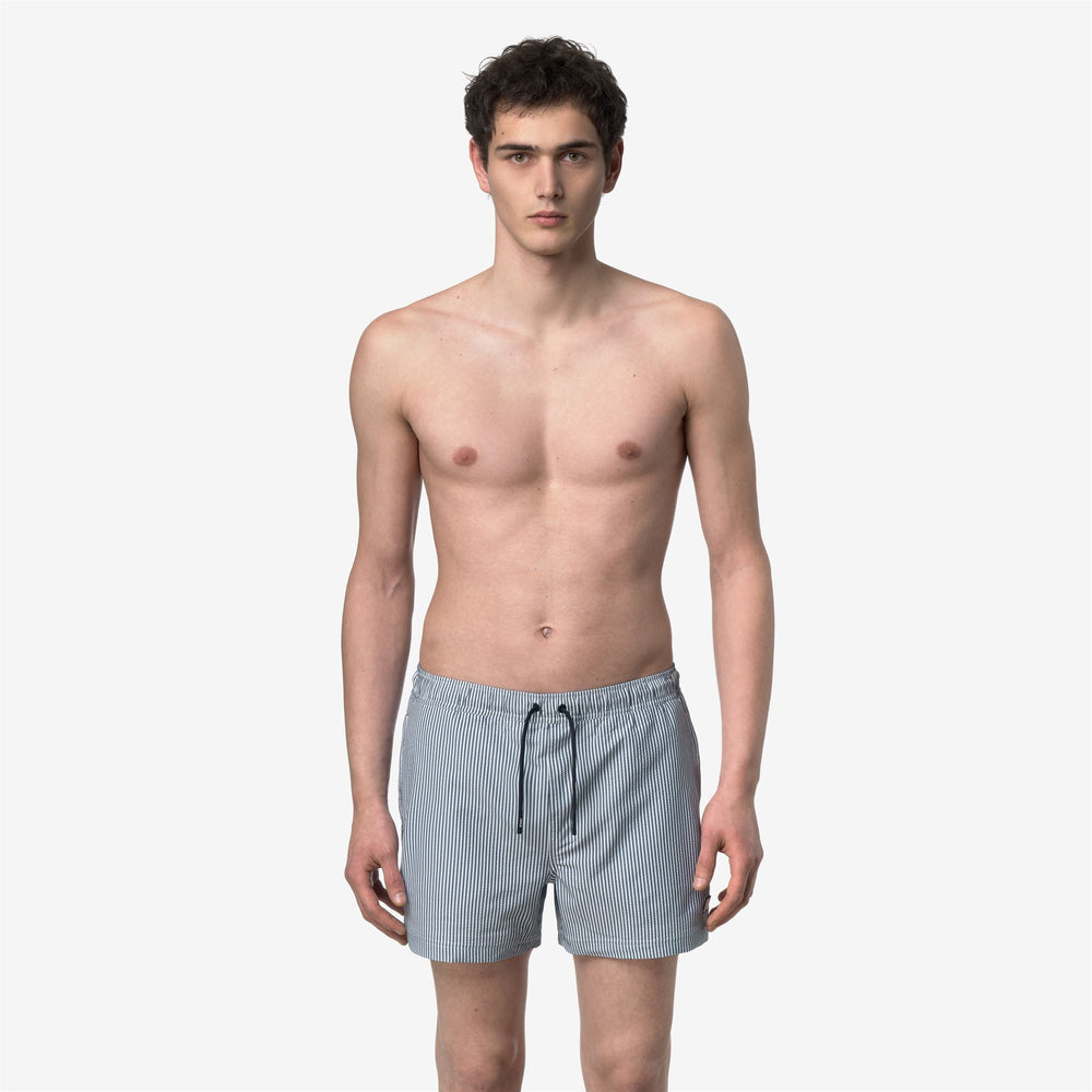 HAZEL MID STRIPES BEACH - Bathing Suits - Swimming Trunks - Man - WHITE-BLUE DEPTH 02