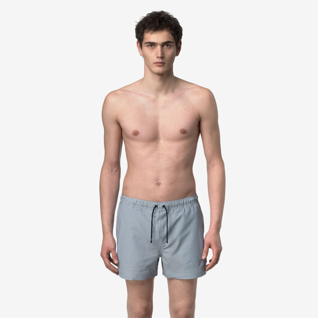 HAZEL MID STRIPES BEACH - Bathing Suits - Swimming Trunks - Man - WHITE-BLUE DEPTH main