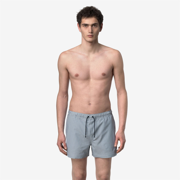 HAZEL MID STRIPES BEACH - Bathing Suits - Swimming Trunks - Man - WHITE-BLUE DEPTH 3