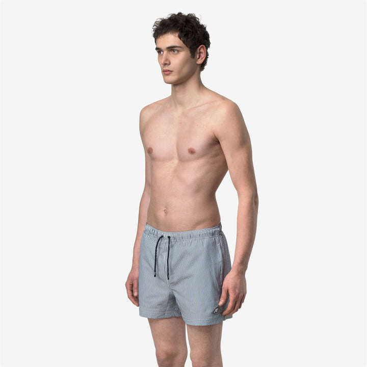 HAZEL MID STRIPES BEACH - Bathing Suits - Swimming Trunks - Man - WHITE-BLUE DEPTH 4
