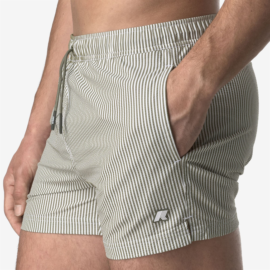 Bathing Suits_MAN_HAZEL MID STRIPES BEACH_Swimming Trunks_White - Green Lichen - Commercial 7