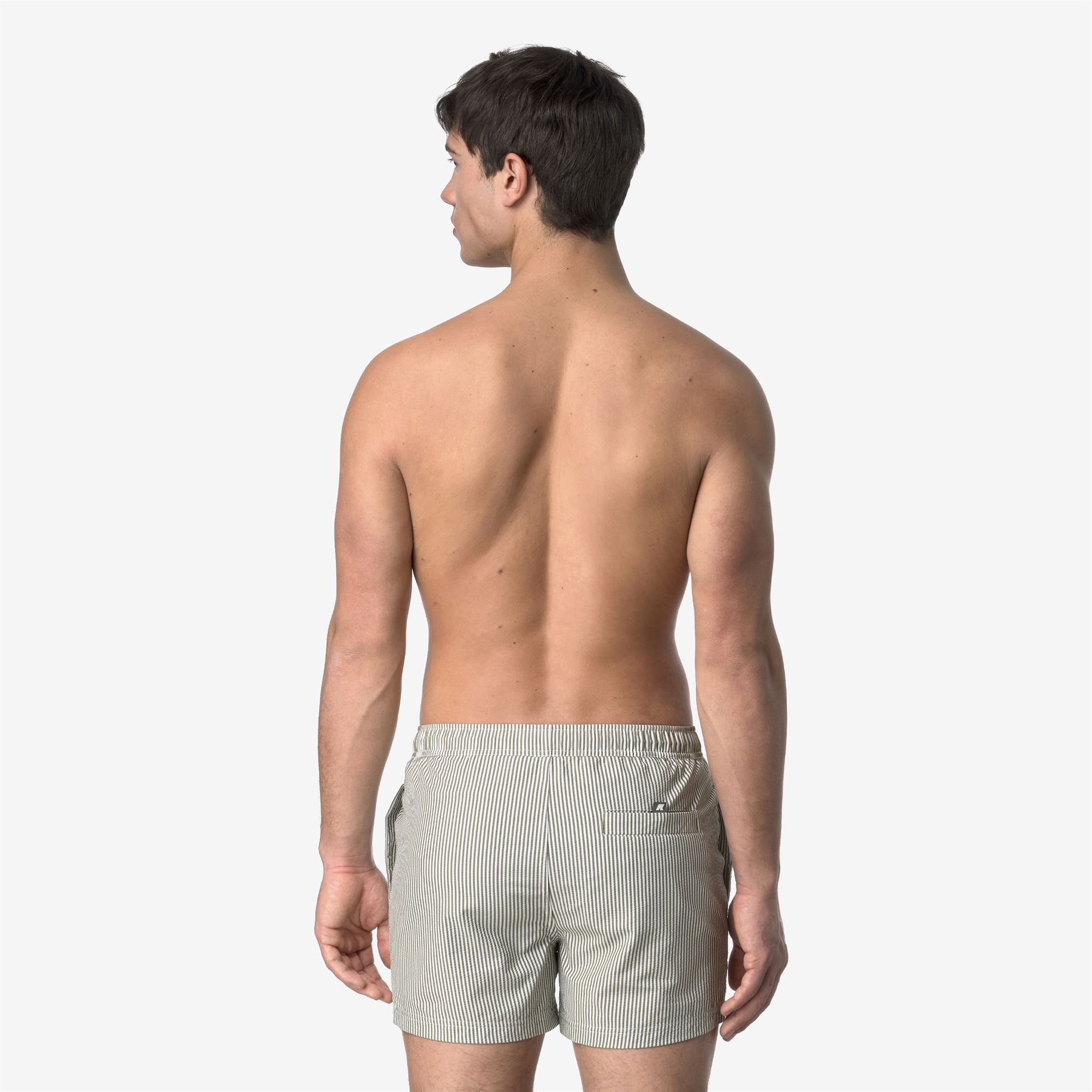 Bathing Suits_MAN_HAZEL MID STRIPES BEACH_Swimming Trunks_White - Green Lichen - Commercial 6