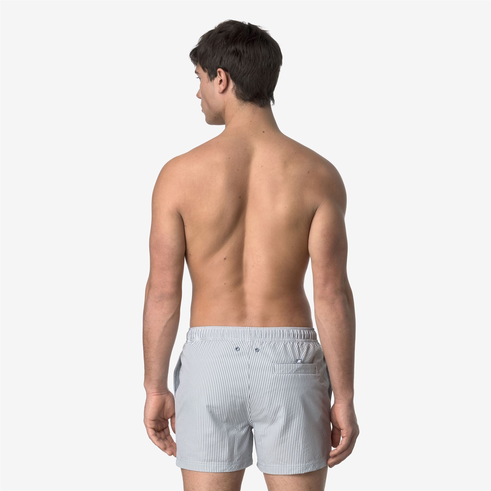 Bathing Suits_MAN_HAZEL MID STRIPES BEACH_Swimming Trunks_White - Grey Md - Commercial 6