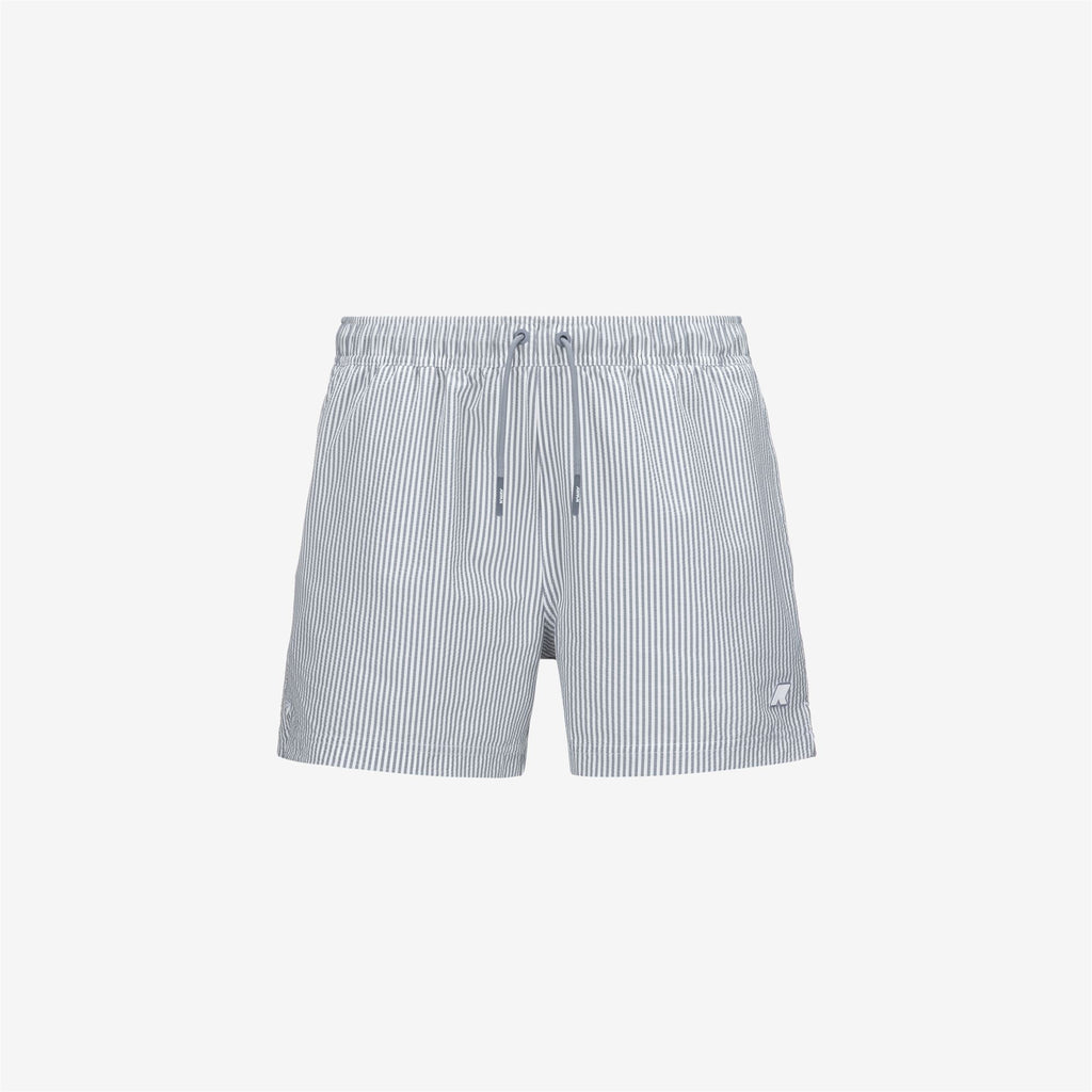 Bathing Suits_MAN_HAZEL MID STRIPES BEACH_Swimming Trunks_White - Grey Md - Commercial 1