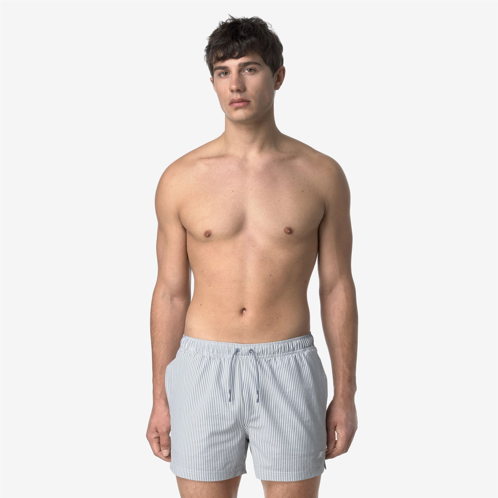 Bathing Suits_MAN_HAZEL MID STRIPES BEACH_Swimming Trunks_White - Grey Md - Commercial 4