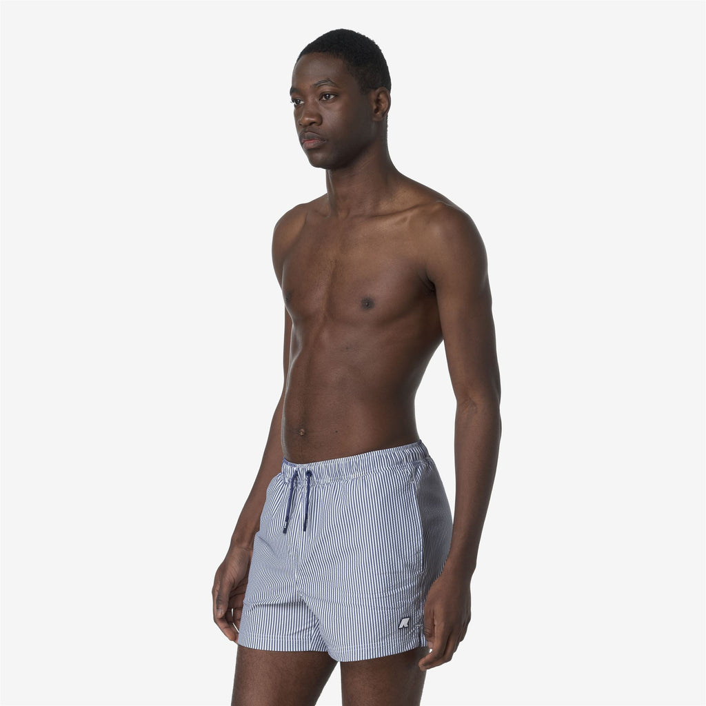Bathing Suits_MAN_HAZEL MID STRIPES BEACH_Swimming Trunks_White - Blue Deep Cobalt - Commercial 5