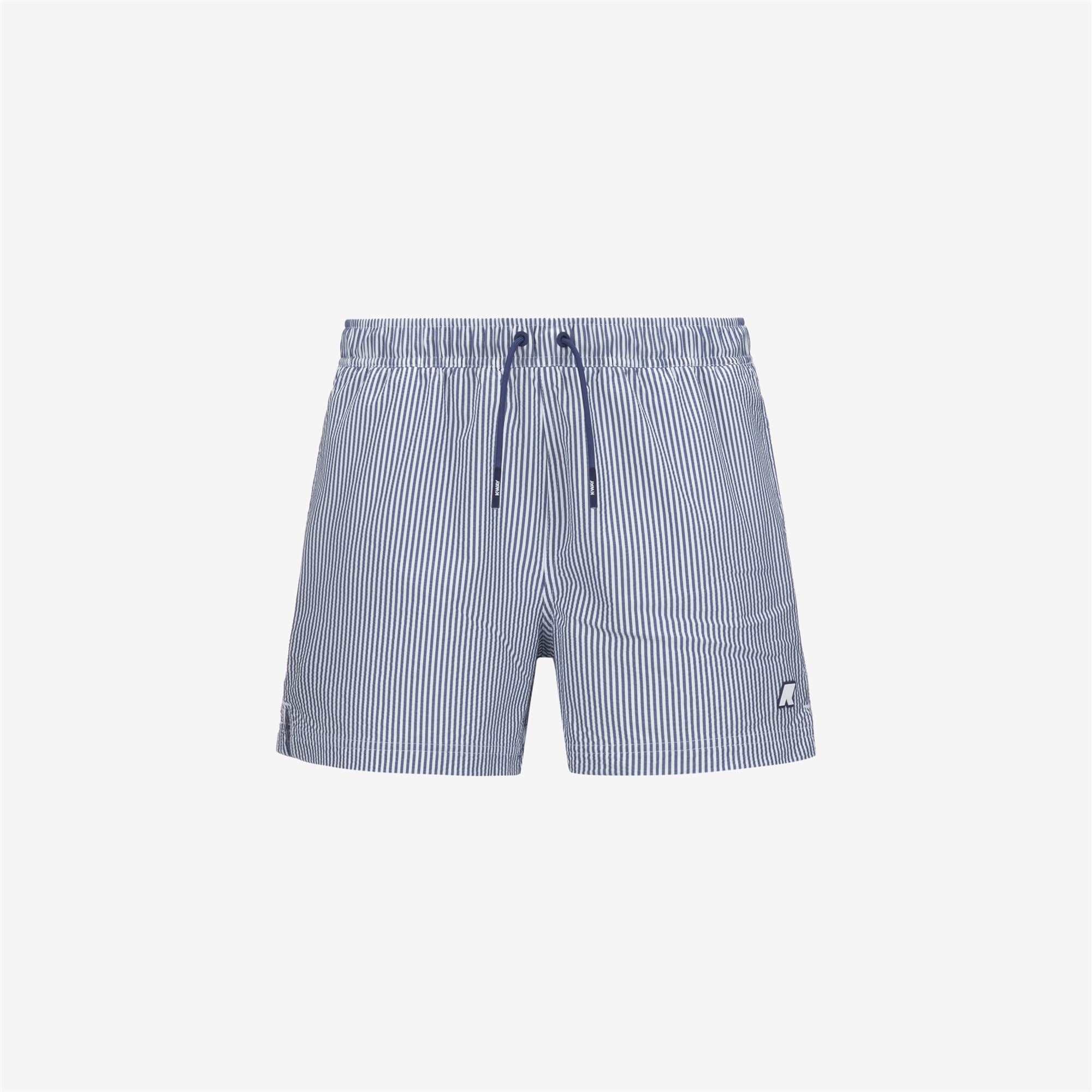 Bathing Suits_MAN_HAZEL MID STRIPES BEACH_Swimming Trunks_White - Blue Deep Cobalt - Commercial 1