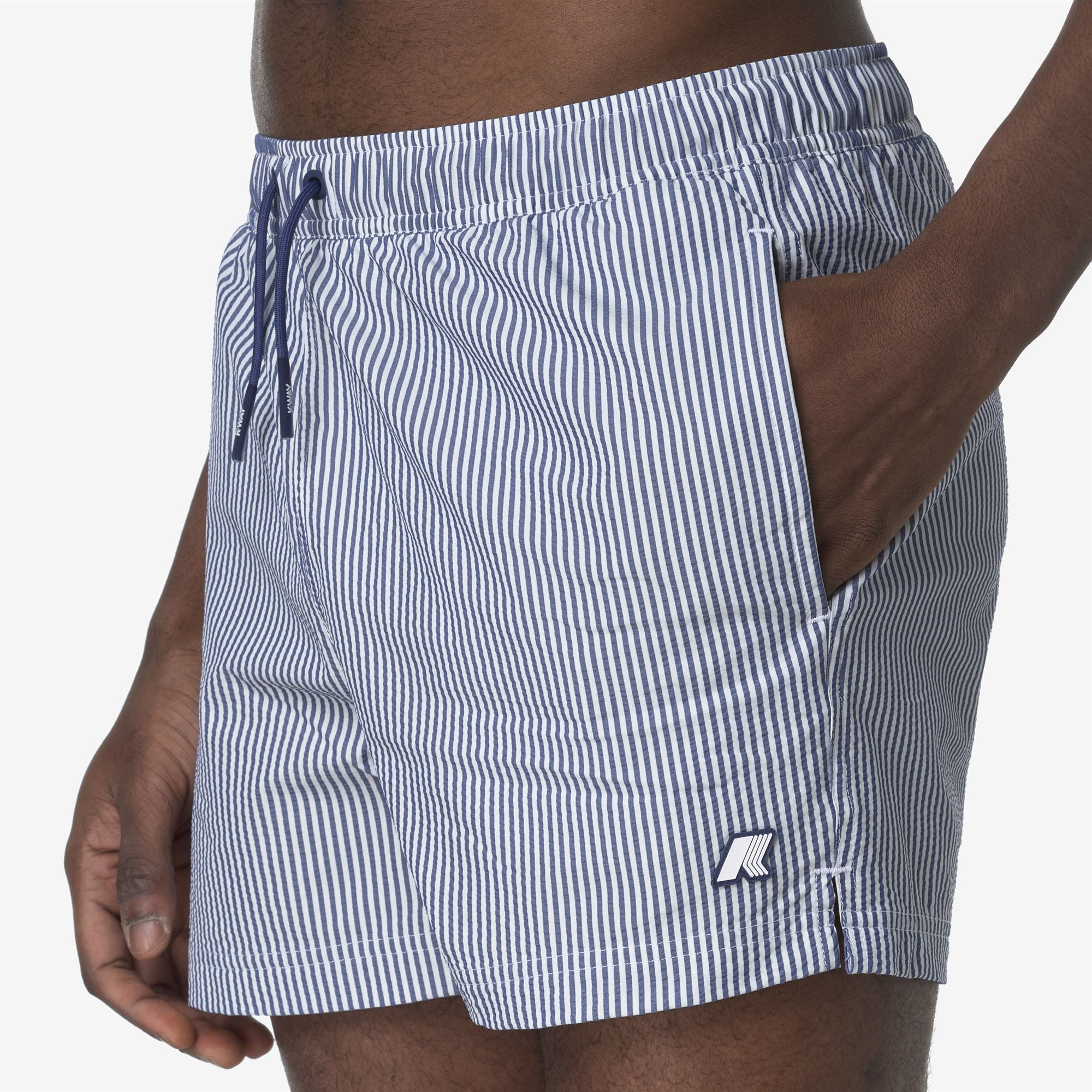 Bathing Suits_MAN_HAZEL MID STRIPES BEACH_Swimming Trunks_White - Blue Deep Cobalt - Commercial 7