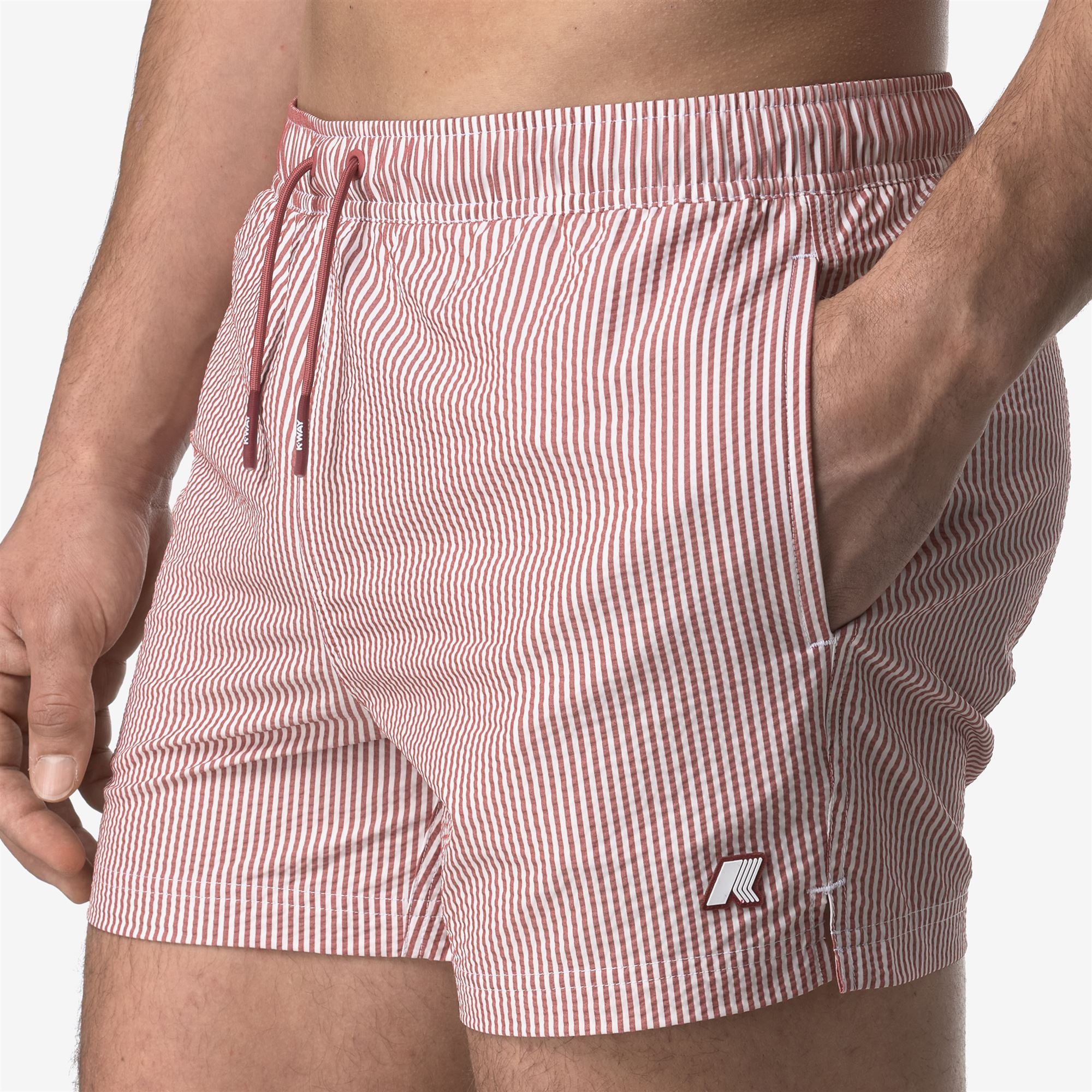 Bathing Suits_MAN_HAZEL MID STRIPES BEACH_Swimming Trunks_White - Red Brownish - Commercial 7