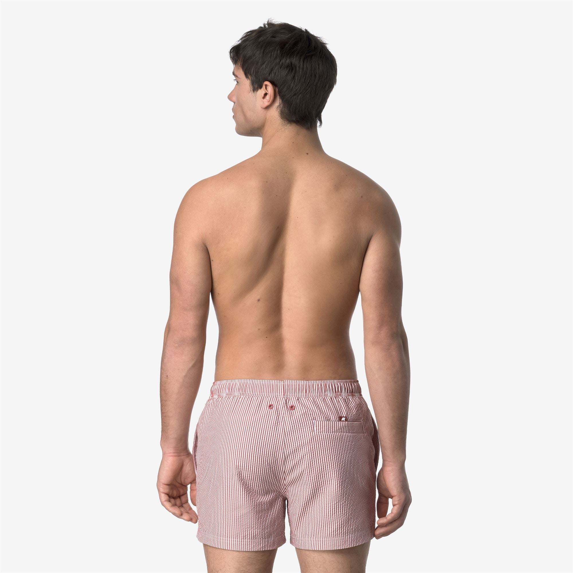Bathing Suits_MAN_HAZEL MID STRIPES BEACH_Swimming Trunks_White - Red Brownish - Commercial 6