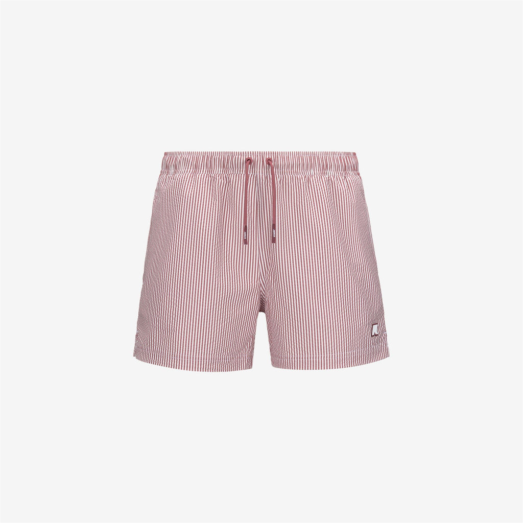 Bathing Suits_MAN_HAZEL MID STRIPES BEACH_Swimming Trunks_White - Red Brownish - Commercial 1