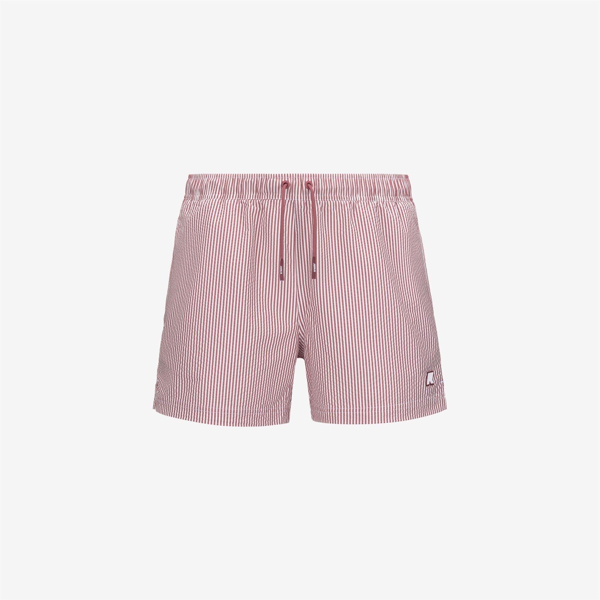 Bathing Suits_MAN_HAZEL MID STRIPES BEACH_Swimming Trunks_White - Red Brownish - Commercial 1