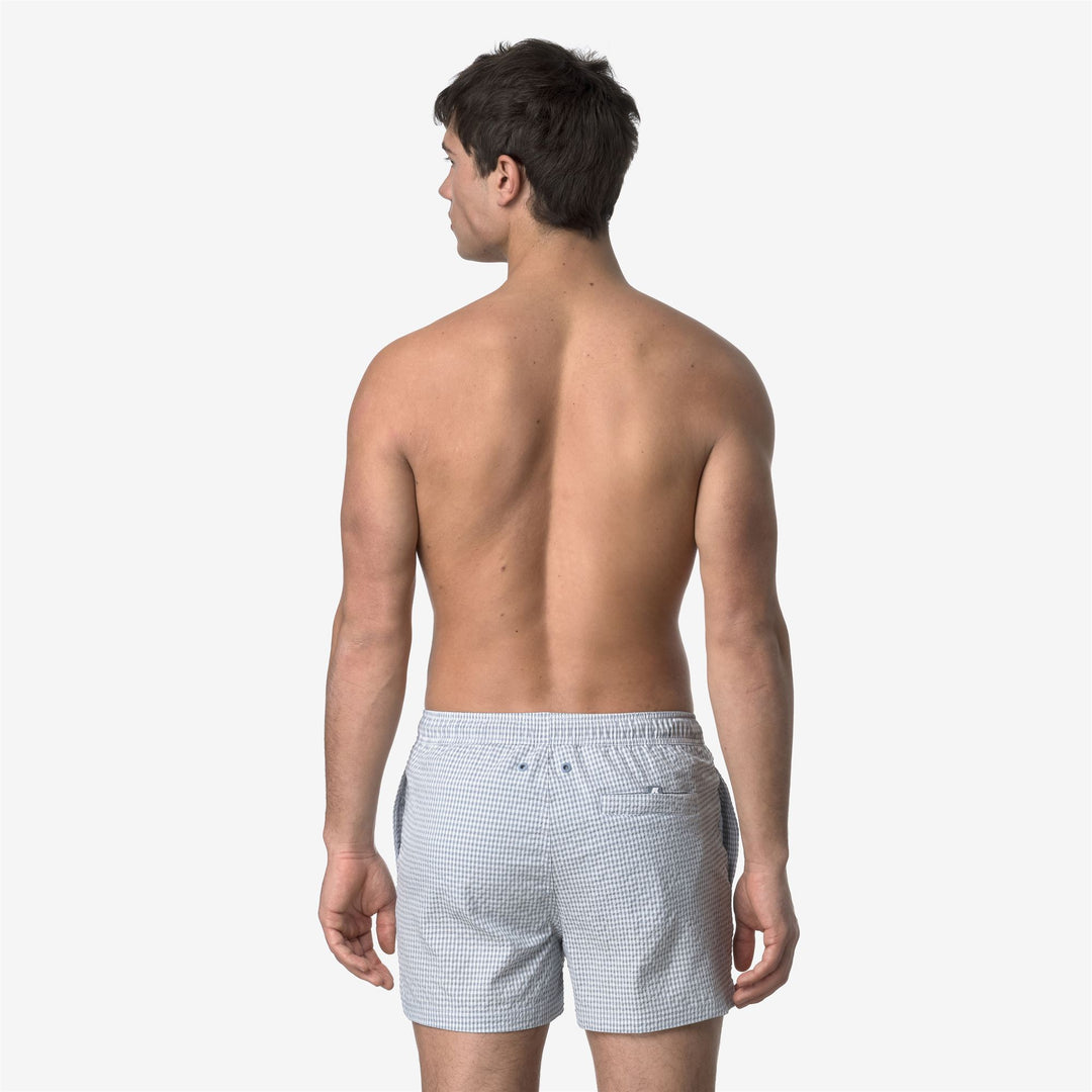 Costumi da Bagno a Quadri Uomo Grigio Bianco Asciugatura Rapida main