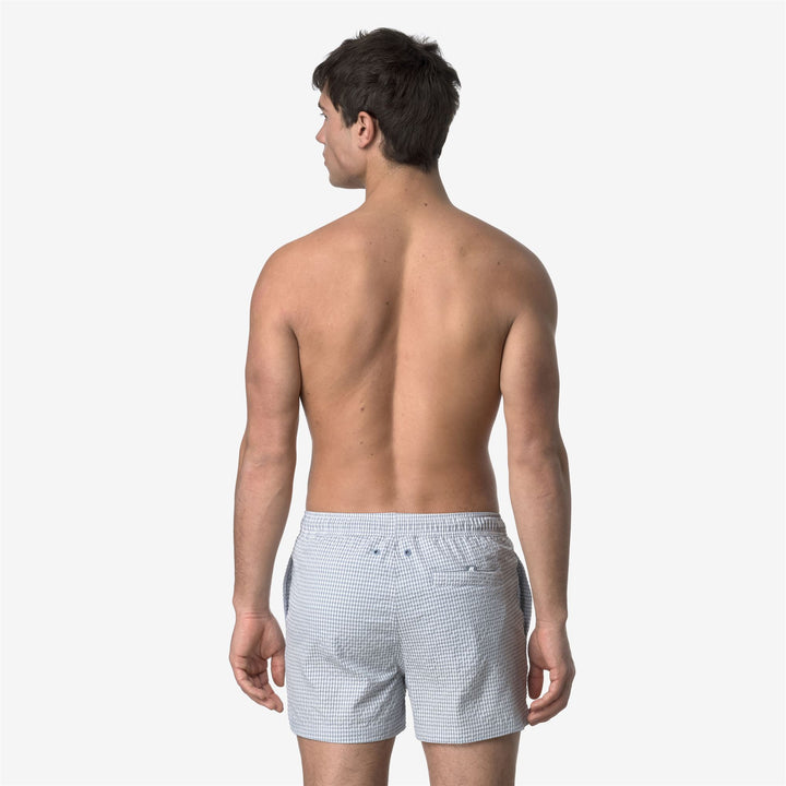 Costumi da Bagno a Quadri Uomo Grigio Bianco Asciugatura Rapida 5