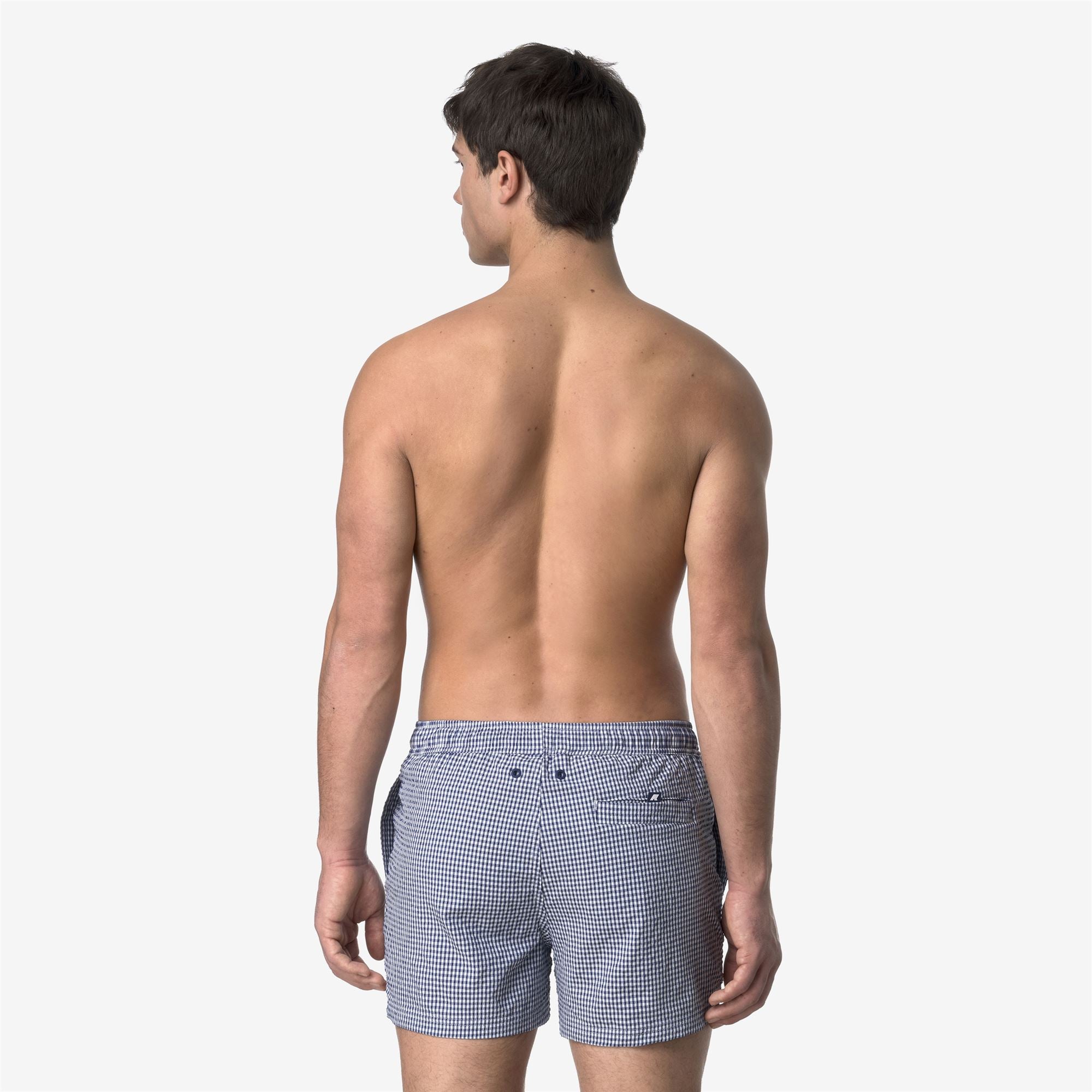 Bathing Suits_MAN_HAZEL CHECK BEACH_Swimming Trunks_White - Blue Deep Cobalt - Commercial 6