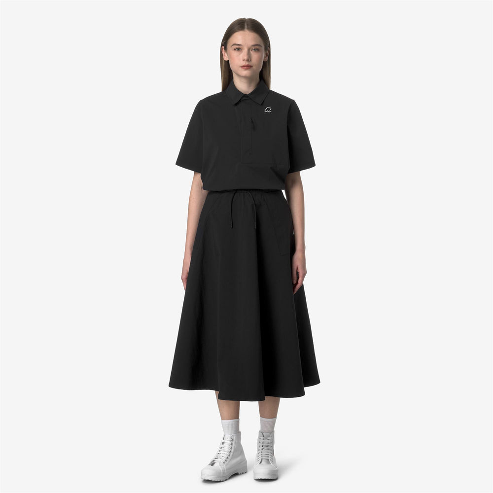 Black Grey Women's Long Hiking Skirt with Adjustable Waistband 02