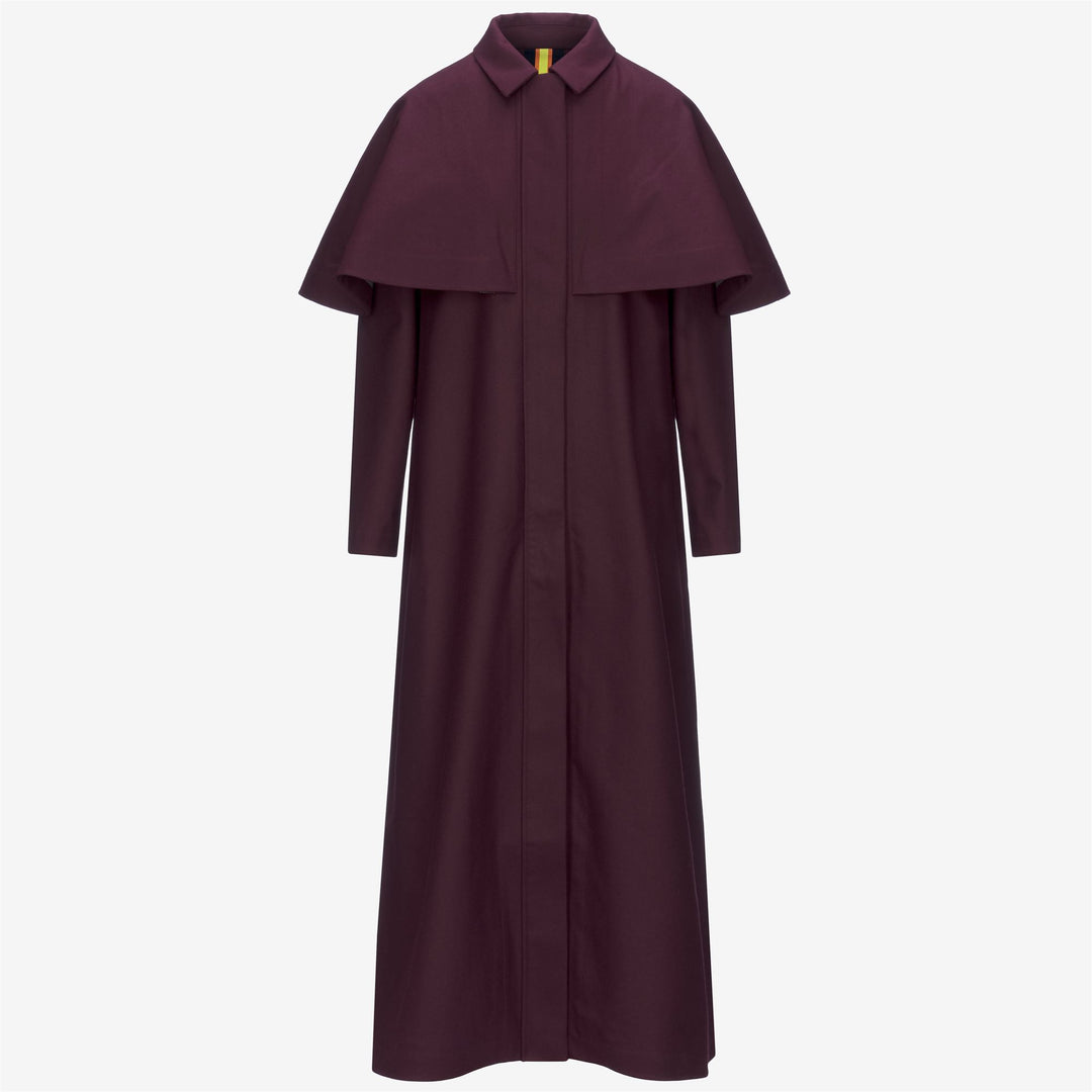 Red women's long jacket with Woolmark fabric and water resistance 01