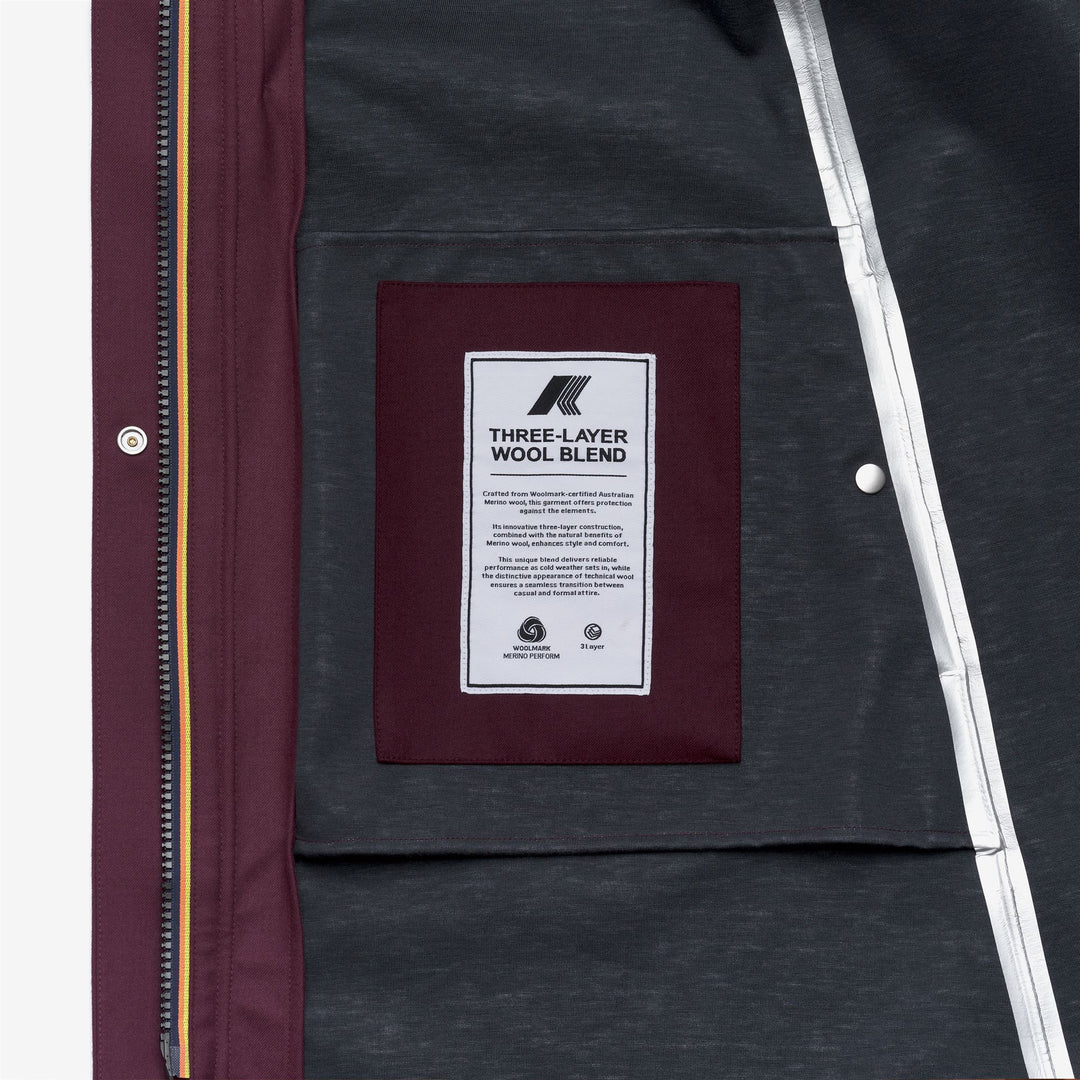 Giacca lunga da donna rossa in tessuto Woolmark e resistente all'acqua main